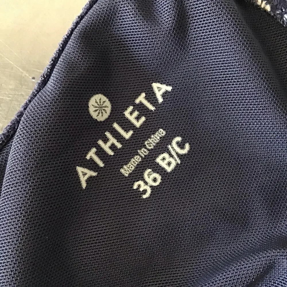 Athleta 36 B/C Blue & White Shibori Tie Dye Swim Tank